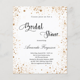 Budget Bridal Shower white gold glitter invitation