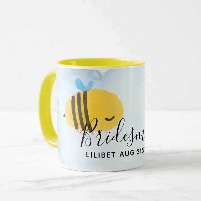 BUDGET Bridesmaid Bridal Party Gifts Bumble BEES Mug (Front Left)