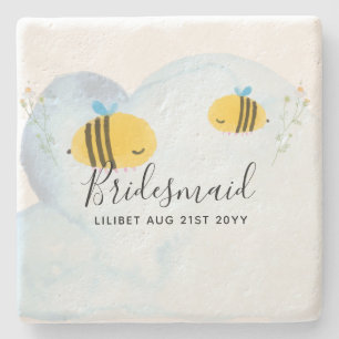 BUDGET Bridesmaid Bridal Party Gifts Bumble BEES Stone Coaster