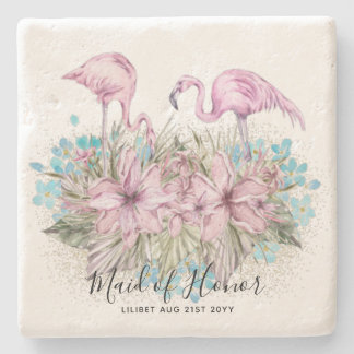 BUDGET Bridesmaid Bridal Party Gifts FLAMINGOS Stone Coaster