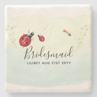 BUDGET Bridesmaid Bridal Party Gifts LADYBUGS Stone Coaster