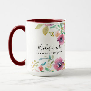 BUDGET Bridesmaid Bridal Party Gifts Pink Floral Mug
