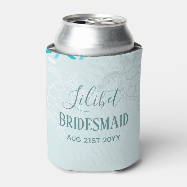 BUDGET Bridesmaid Bridal Party Gifts SEA TURTLES Can Cooler (Can Front)