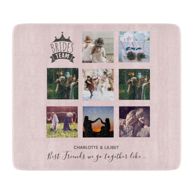 BUDGET Bridesmaid Gifts PHOTO COLLAGE Quotes BFF Cutting Board (Front)