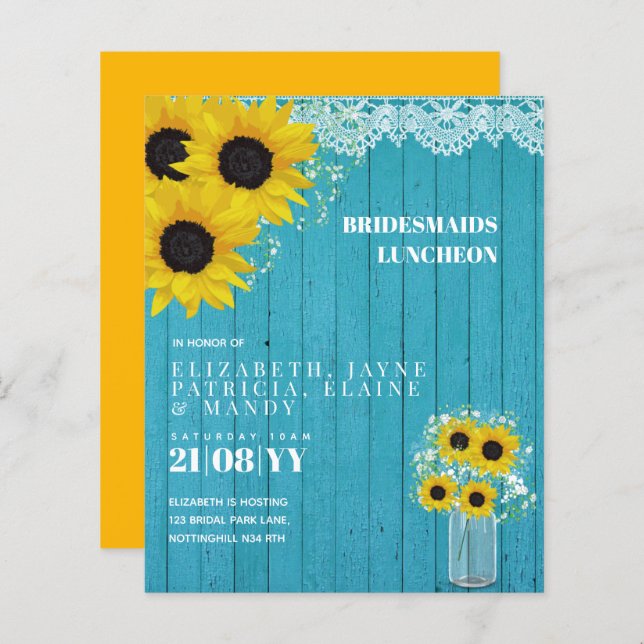 BUDGET Bridesmaids Luncheon Brunch Lunch Floral (Front/Back)