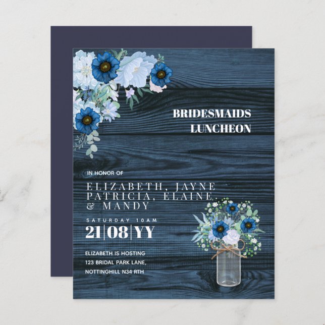 BUDGET Bridesmaids Luncheon Brunch Lunch Floral (Front/Back)