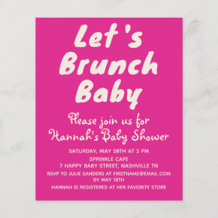 Budget Bright Pink Girl Baby Shower Invitation