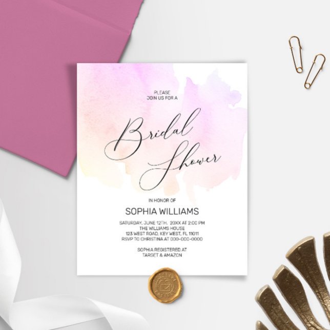 Budget Bright Watercolor Bridal Shower Invitation (Creator Uploaded)