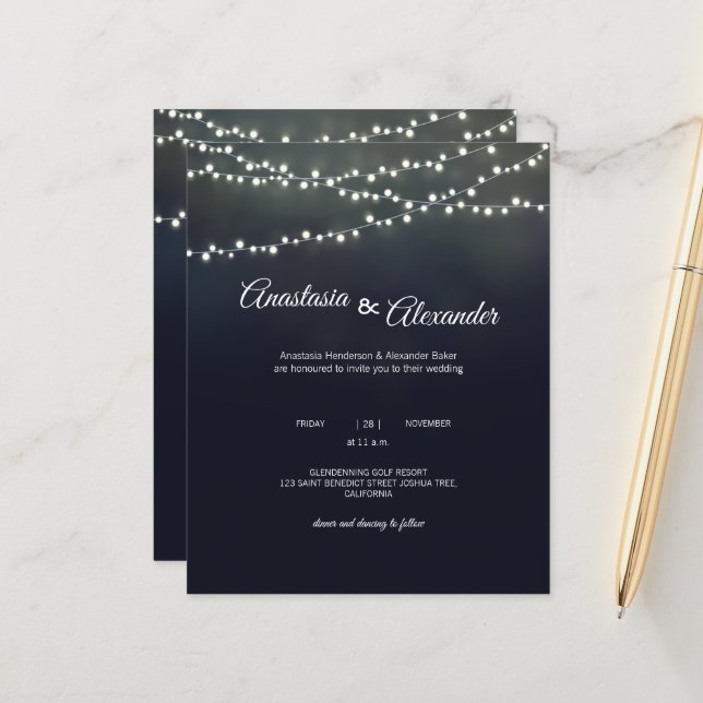 Budget-Bright. Wedding invitation. Invitation (Front/Back In Situ)