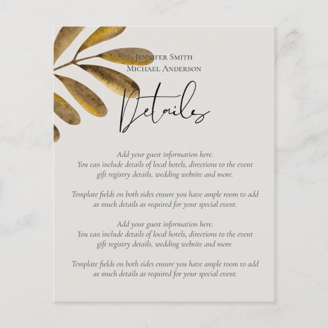 Budget Bronze Leaf Wedding Enclosure Details (Front)