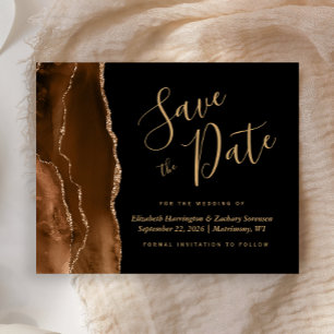Budget Brown Agate Black Wedding Save the Date