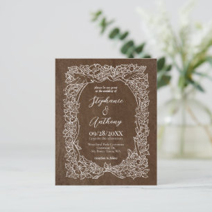 Budget Brown Autumn Floral Wedding Invitation