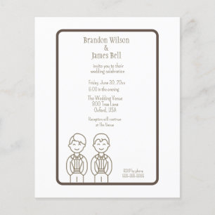 BUDGET Brown Gay Couple Wedding Invitation Flyer