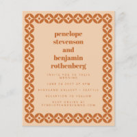 Budget Brown Tan Mid Mod Geometric Wedding Invite