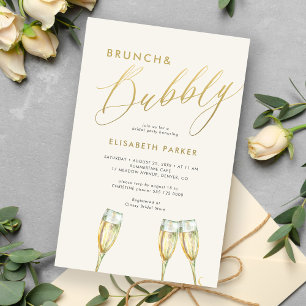 Budget brunch and bubbly bridal shower invitation