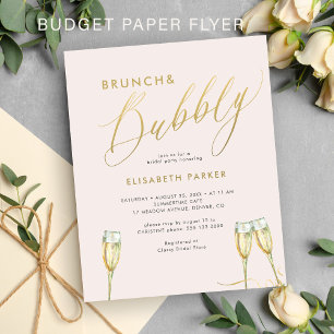 Budget brunch and bubbly bridal shower invitation flyer