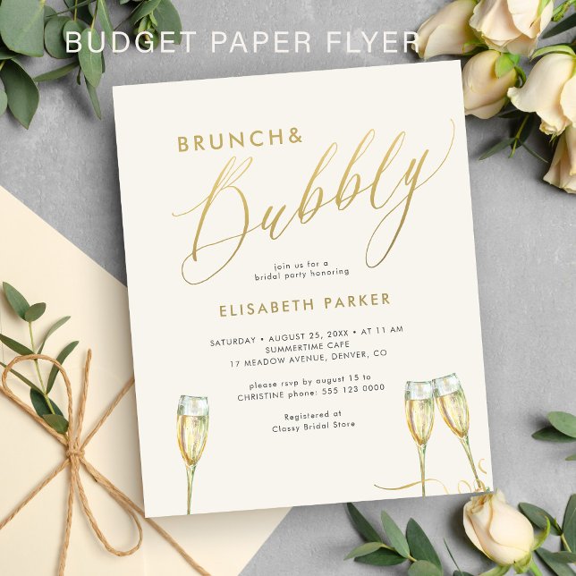Budget brunch and bubbly bridal shower invitation flyer (Creator Uploaded)