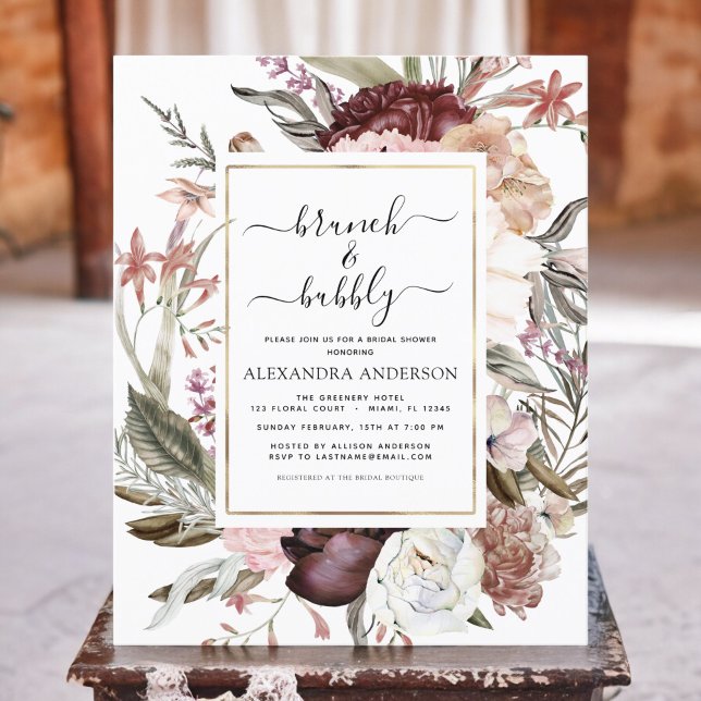 Budget Brunch & Bubbly Boho Burgundy Bridal Shower (Creator Uploaded)