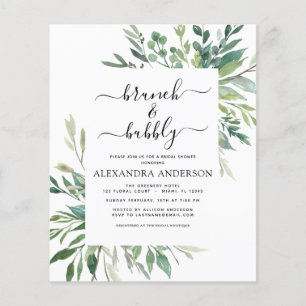 Budget Brunch & Bubbly Bridal Shower Greenery Flyer