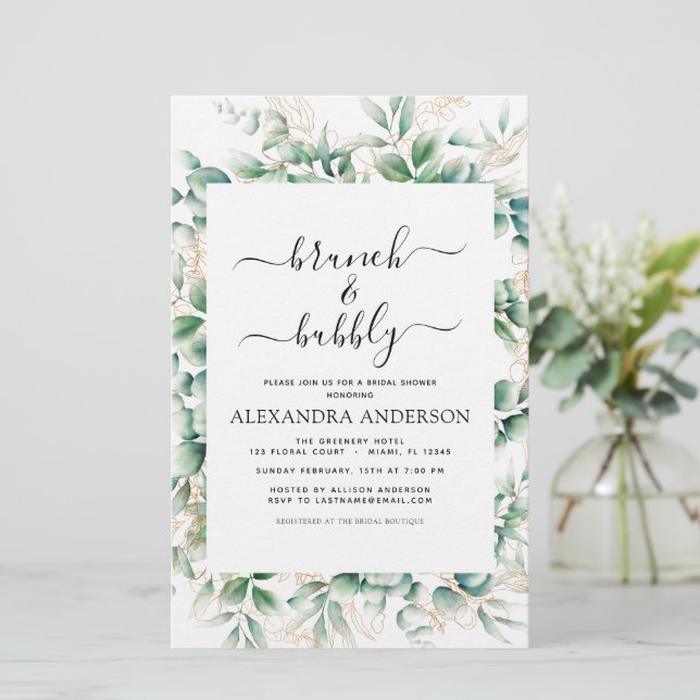 Budget Brunch & Bubbly Bridal Shower Invitations (Standing Front)