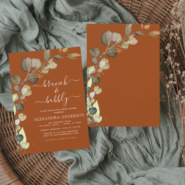 Budget Brunch & Bubbly Burnt Orange Invitation (Creator Uploaded)