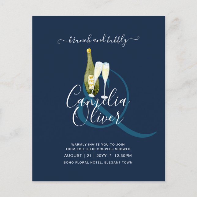 BUDGET Brunch Bubbly Couples Bridal Shower Wedding Flyer (Front)