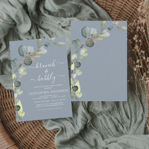 Budget Brunch & Bubbly Dusty Blue Invitation Flyer