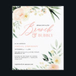budget Brunch & bubbly green peach watercolor  Flyer<br><div class="desc">budget Brunch & bubbly green and peach watercolor floral wedding bridal shower invitation. Part of a collection.</div>