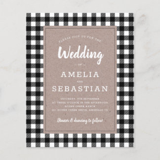 BUDGET Buffalo Plaid Kraft Wedding Invitation