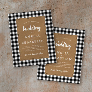 BUDGET Buffalo Plaid Kraft Wedding Invitation