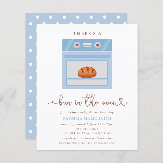 Budget Bun In The Oven Blue Baby Boy Baby Shower (Front/Back)