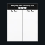 Budget Bunco Dice Table Tally Sheet<br><div class="desc">Budget simple Black White Bunco Dice Table Tally sheets for your Bunco group. Double sided.  Modern look with three lucky white dice all ready to roll!</div>