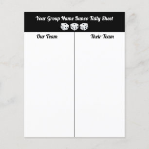 Budget Bunco Dice Table Tally Sheet
