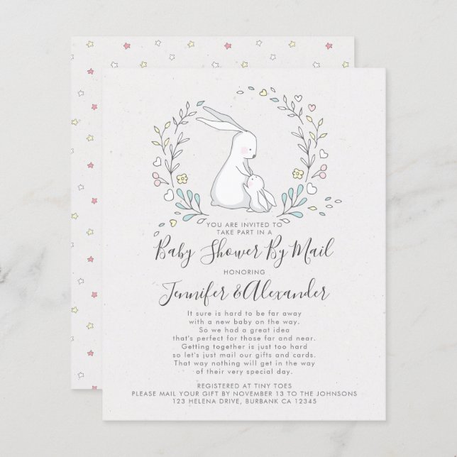 BUDGET Bunny Floral Baby Shower By Mail (Front/Back)