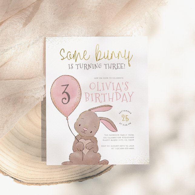 Budget Bunny Watercolor Pink & Gold Birthday Party (Creator Uploaded)