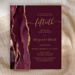 Budget Burgundy Agate Gold 50th Anniversary Party