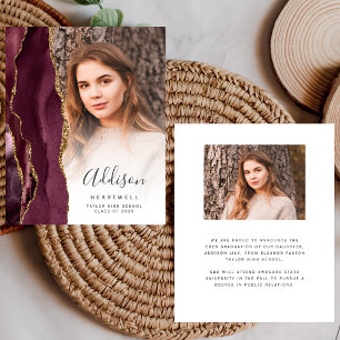Budget Burgundy Agate Photo Grad Announcement