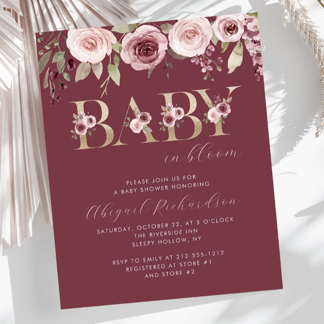 Budget Burgundy Blush Baby in Bloom Baby Shower (Creator Uploaded)