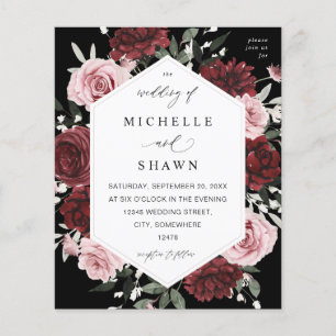 Budget Burgundy & Blush Pink 6 Floral - Black Flyer