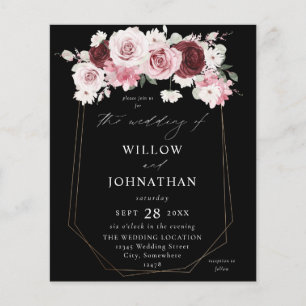 Budget Burgundy & Blush Pink 6Ele Floral Wedding B Flyer
