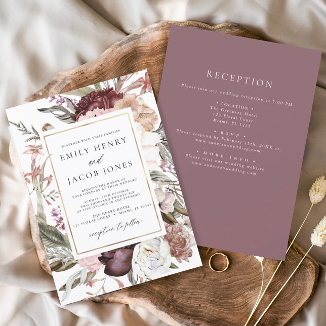 Budget Burgundy Boho Floral All in One Wedding (Creator Uploaded)