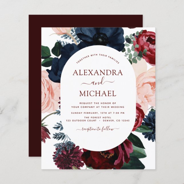 Budget Burgundy Eucalyptus Floral Wedding (Front/Back)