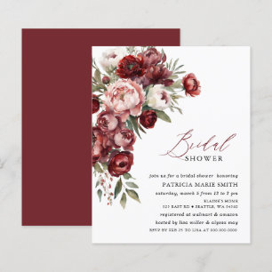 Budget Burgundy Floral Bridal Shower Invitations
