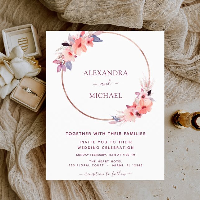 Budget Burgundy Floral Geometric Wedding (Creator Uploaded)