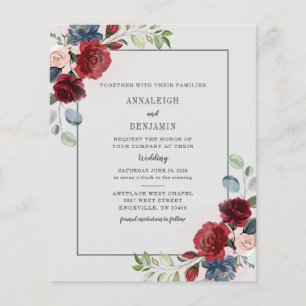 Budget Burgundy Floral Watercolor Modern Wedding