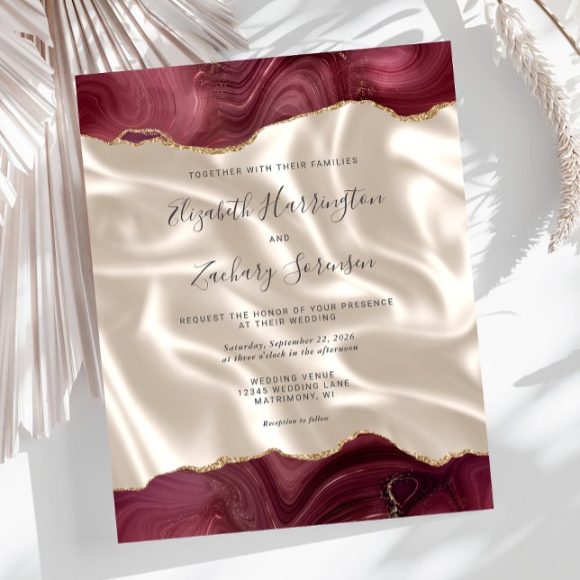 Budget Burgundy Gold Agate Ivory Silk Wedding (Creator Uploaded)