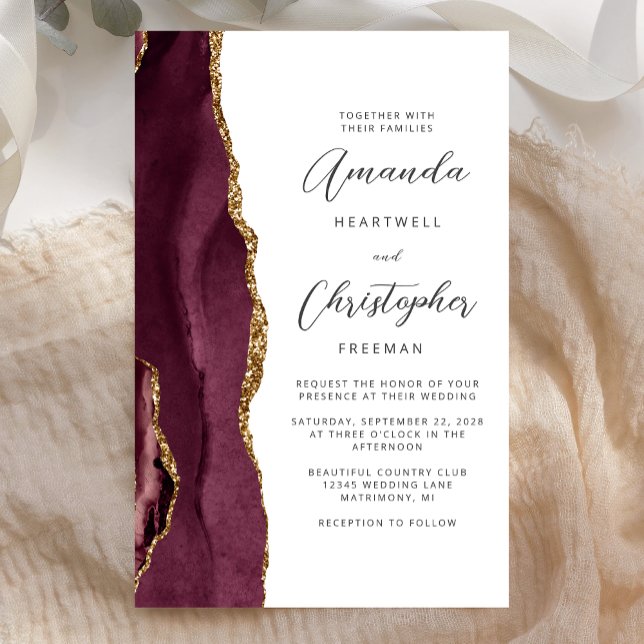 Budget Burgundy Gold Agate Wedding (Creator Uploaded)