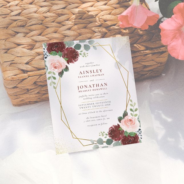 Budget Burgundy Gold & Blush Pink Floral Wedding (Creator Uploaded)