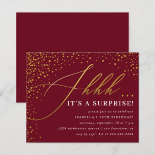 Budget Burgundy & Gold Confetti Surprise Party