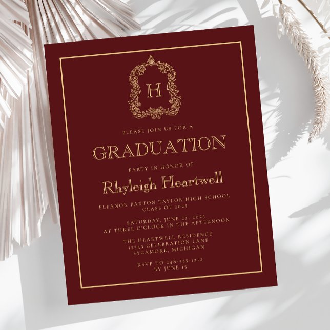 Budget Burgundy Gold Crest Graduation Party (Creator Uploaded)
